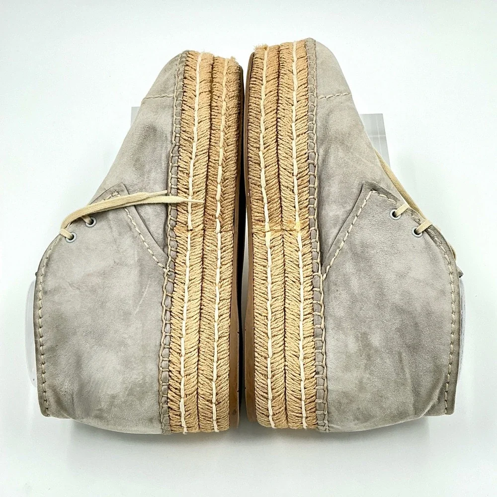Prada Size 39 US 8 Espadrille Platform Chukka Ankle Boot Taupe Gray Suede